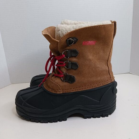 Khombu Unisex Big Kid size 4 Leather Waterproof Boots Cognac/Brown - Picture 8 of 8